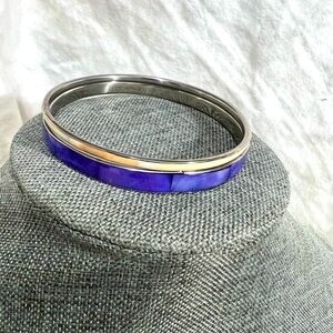 Bangles set of 2 Purple & Cream. W/ Stainless Steel backing Beautiful Shells.